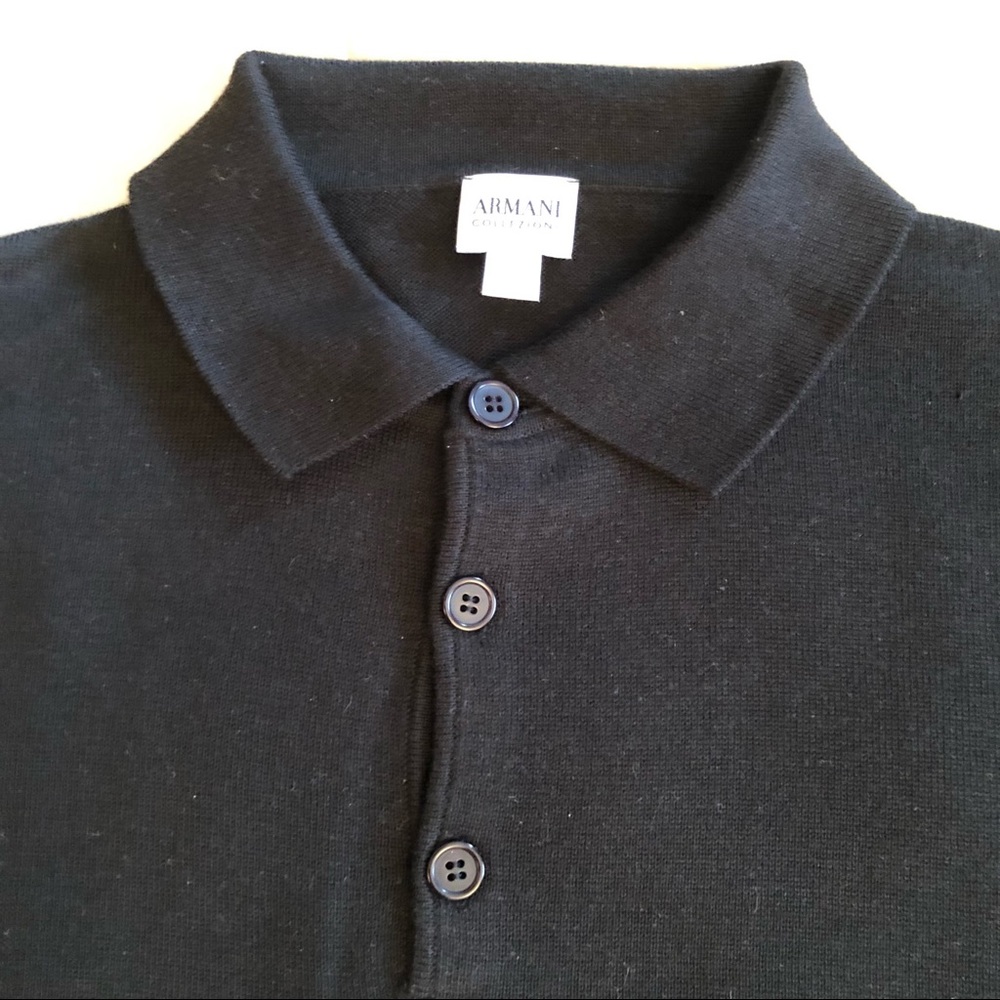 Armani Collezioni Cotton Knit Long Sleeve Polo - Picture 2 of 6